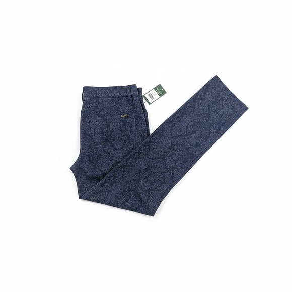 Ralph Lauren Denim - Ralph Lauren Dark Blue Floral Patterned Straight Leg Jeans size 12 NWT